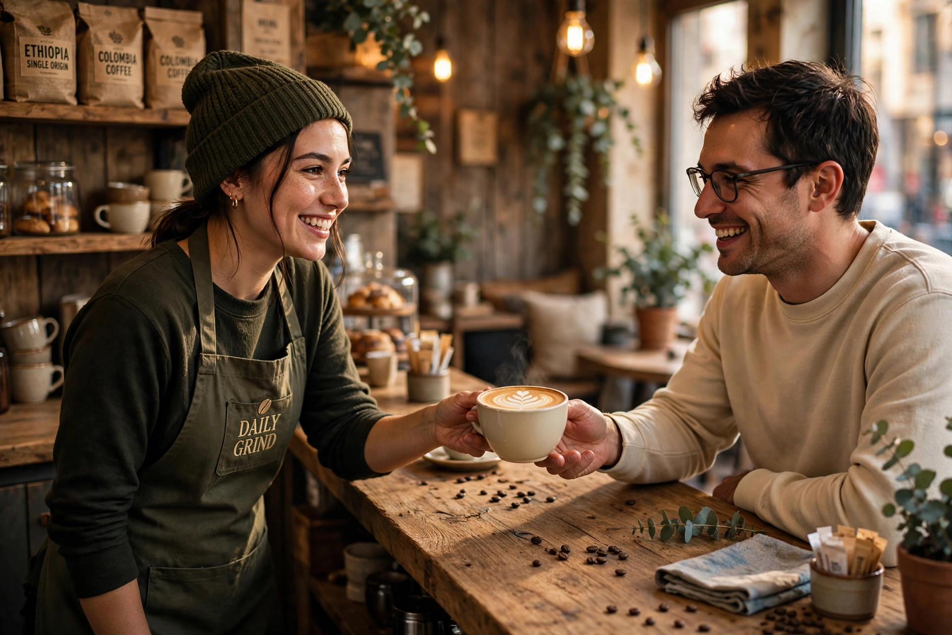 AI-rendered café scene created as an ad creative