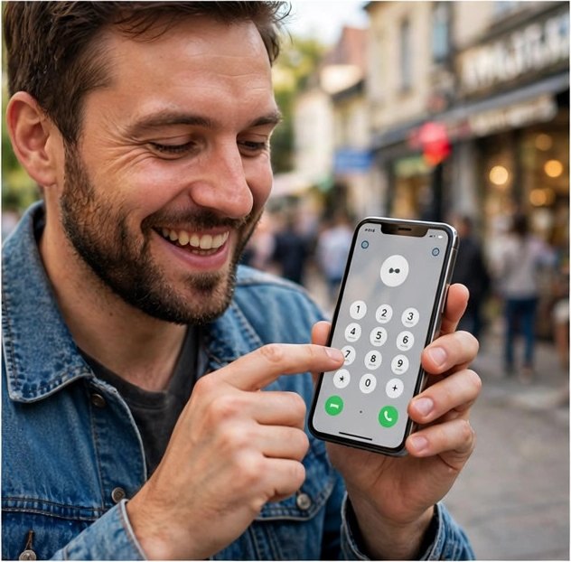 Customer tapping to call a business on a smartphone