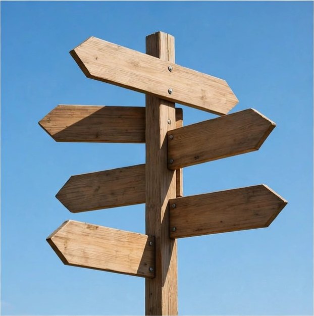 A wooden signpost pointing in different directions, like DNS directions