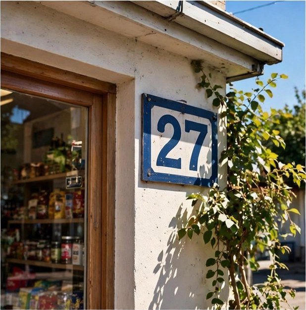 A shop address number sign — like a domain, your address on the internet